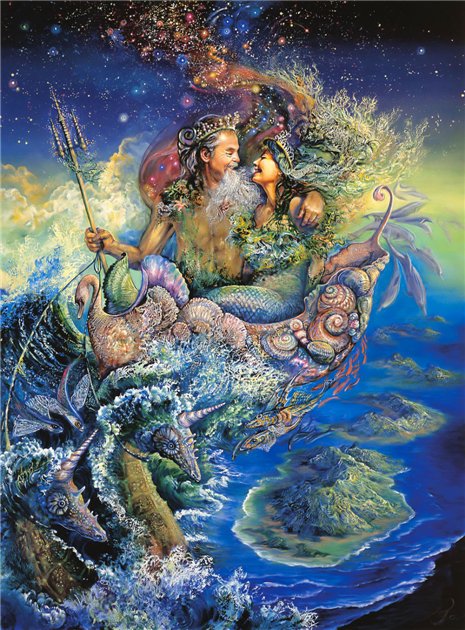 Картины Жозефины Уолл - море, волшебство, русалка, счастье, тритон - оригинал