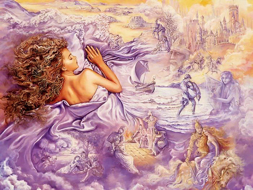 Картины Жозефины Уолл - облака, сон, девушка - оригинал