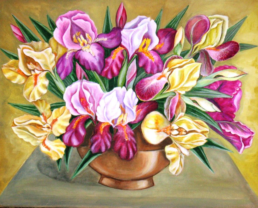 Букет ирисов - букет, цветок, яркие букеты, ирис, цветы, ирисы - оригинал
