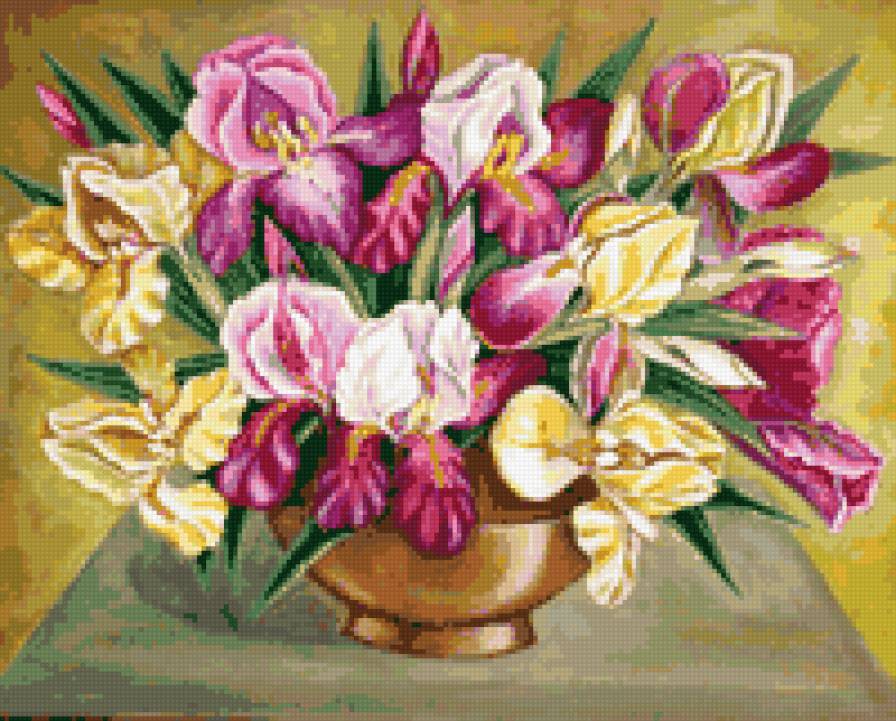 Букет ирисов - букет, цветок, ирис, яркие букеты, ирисы, цветы - предпросмотр