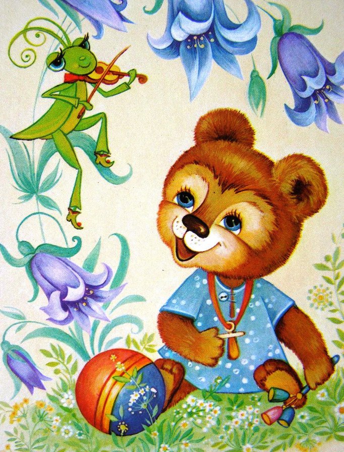 Медвежонок - мишки, медвежата, колокольчики, медведи, детские сюжеты - оригинал