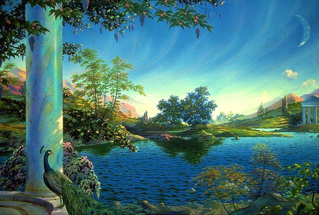 Пейзаж - пейзаж, живопись, птицы - оригинал