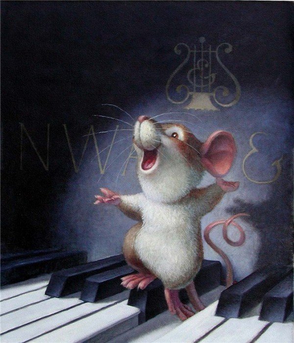 Музыкант - живопись, животные, мышонок - оригинал