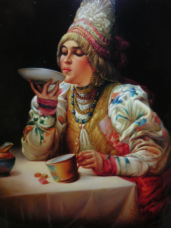 №18907 - женщина, чай, чашка, картина, девушка - оригинал