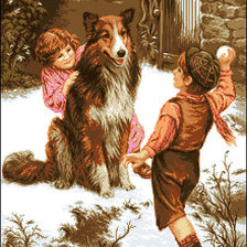Схема вышивки «дети и собака»