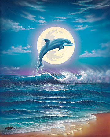 дельфин - море, дельфин, закат - оригинал