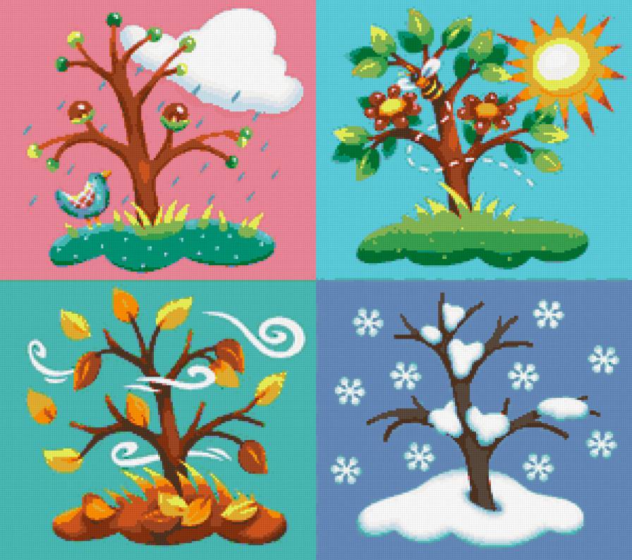 времена года - весна, лето, зима, осень - предпросмотр