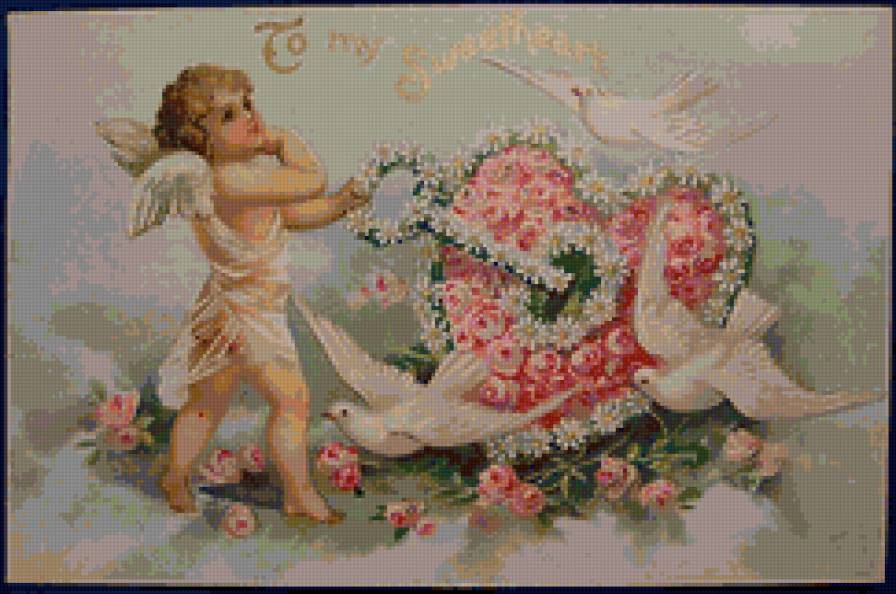 серия "ангелы" - ангел.цветы.птицы.сердечки - предпросмотр