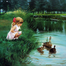 девочка на пруду