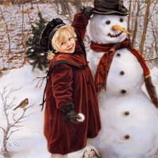 девочка и снеговик