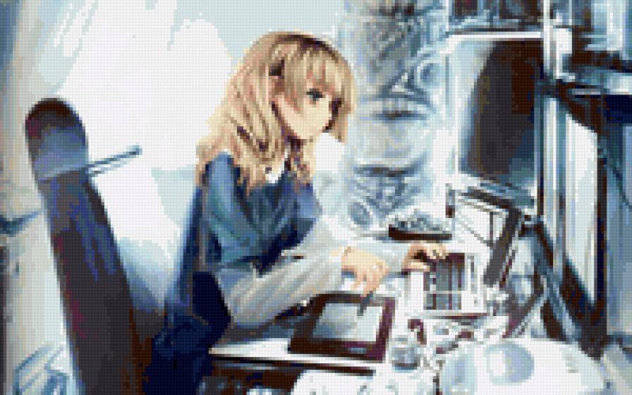 Аниме девушка - аниме, компьютер, девушка - предпросмотр