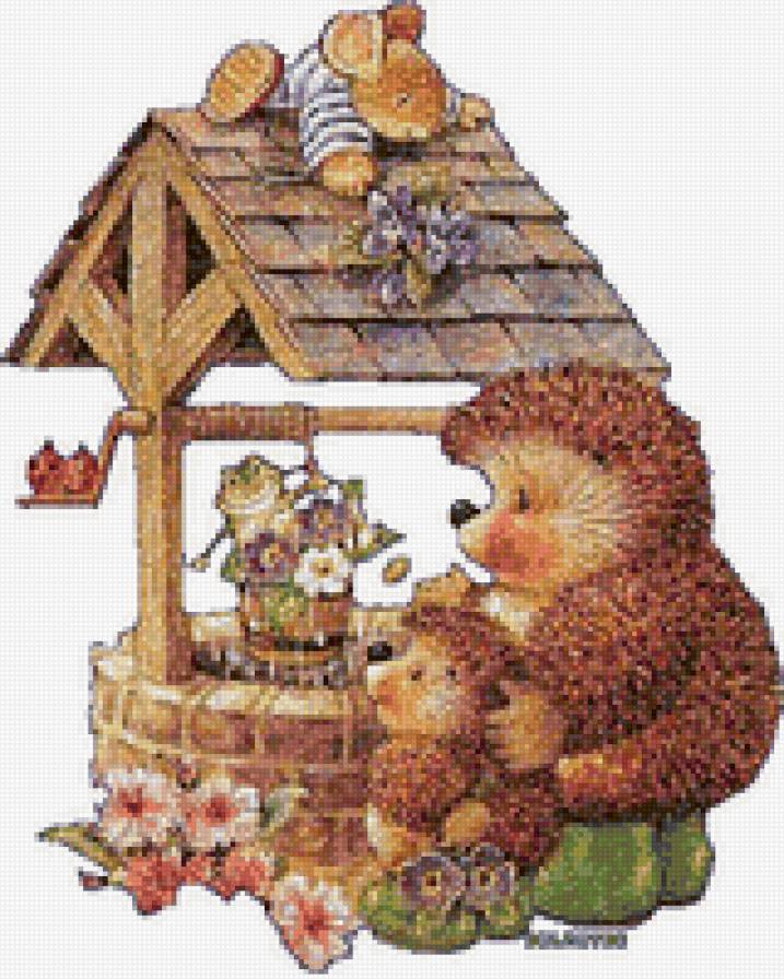 Ежики - мультяшки, животные, открытка - предпросмотр