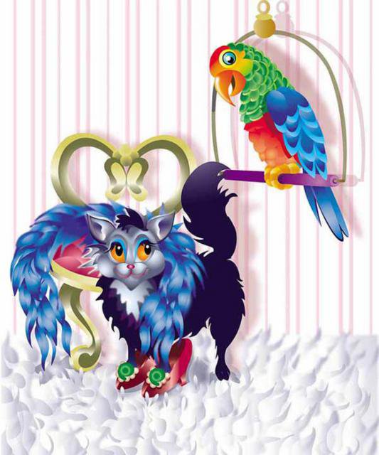 киса и попугай - оригинал