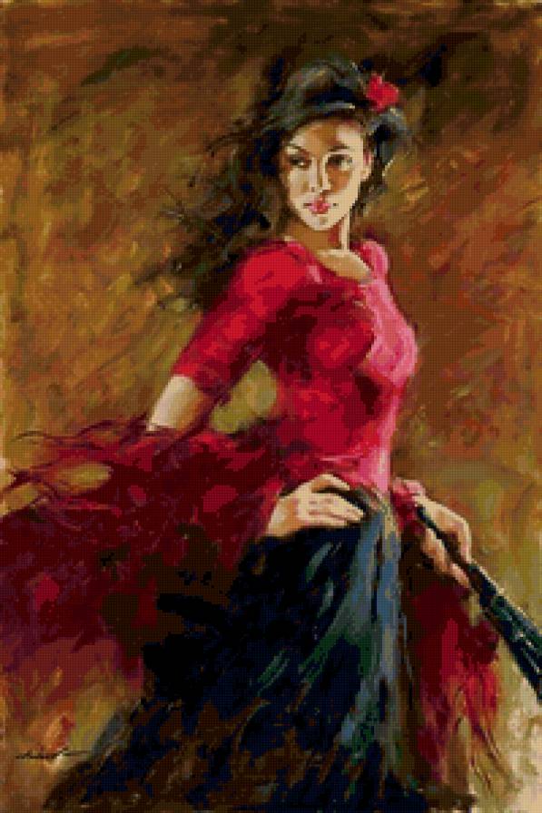 Испанка с веером - веер, испанка, девушка - предпросмотр