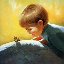 Оригинал схемы вышивки «Мальчик и бабочка» (№21597)