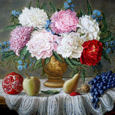 Схема вышивки «Пионы и фрукты»