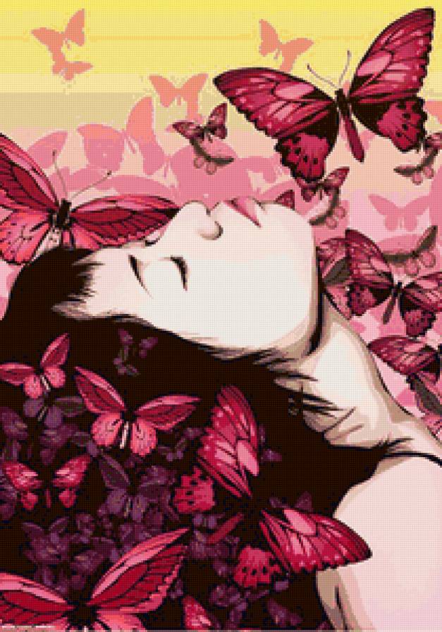 №56467456 - абстракция, женщина, бабочки - предпросмотр