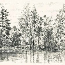 Оригинал схемы вышивки «Деревья у озера» (№22679)