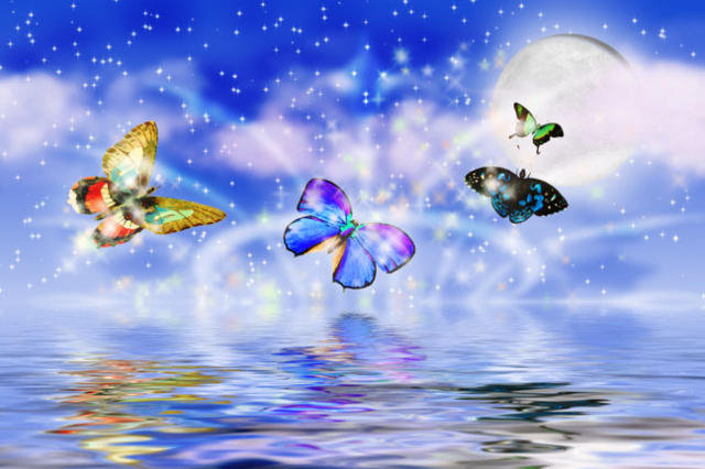 Серия "Бабочки" - бабочки, море, пейзаж - оригинал