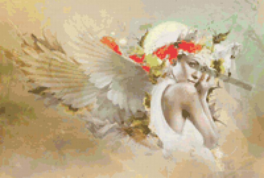 №22852 - картина, лицо, цветы, девушка, люди - предпросмотр