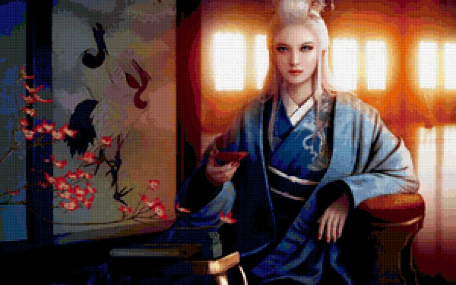 Гейша - цветы, девушка, гейша, япония, люди - предпросмотр