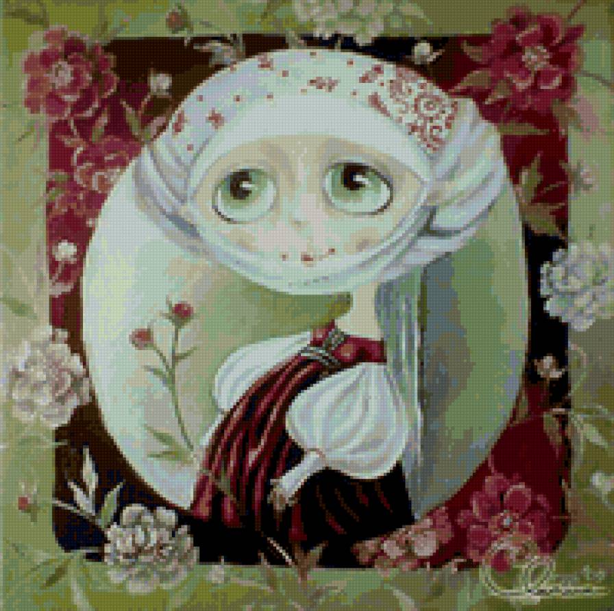 Матрона - пион, девушка, картина - предпросмотр