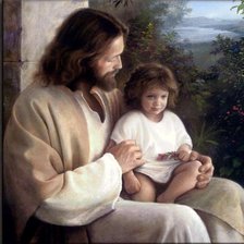 Оригинал схемы вышивки «Иисус и мальчик» (№23814)