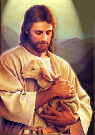 Иисус и ягненок - животные, иисус, религия - оригинал