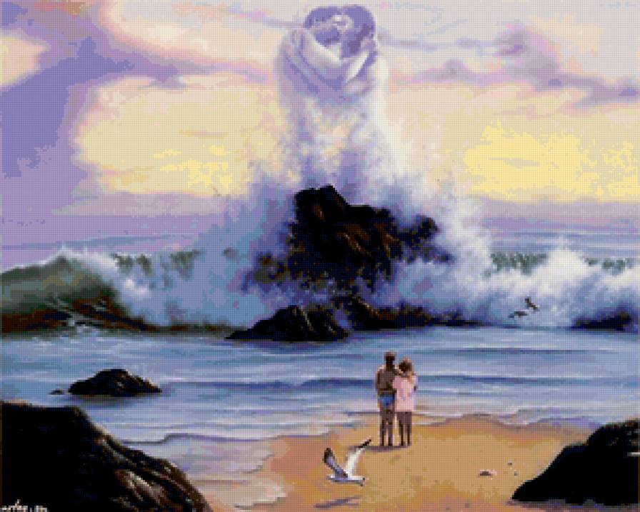 Влюбленые - пейзаж, живопись, пара - предпросмотр