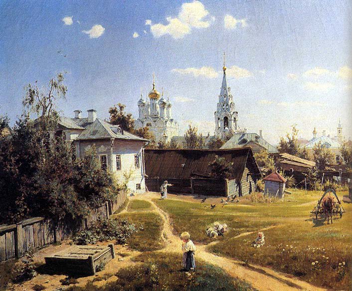 Московский дворик - пейзаж, живопись - оригинал
