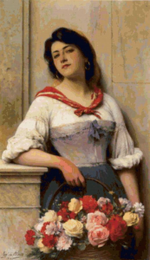 цветочница - , портрет, картина, живопись, искусство - предпросмотр