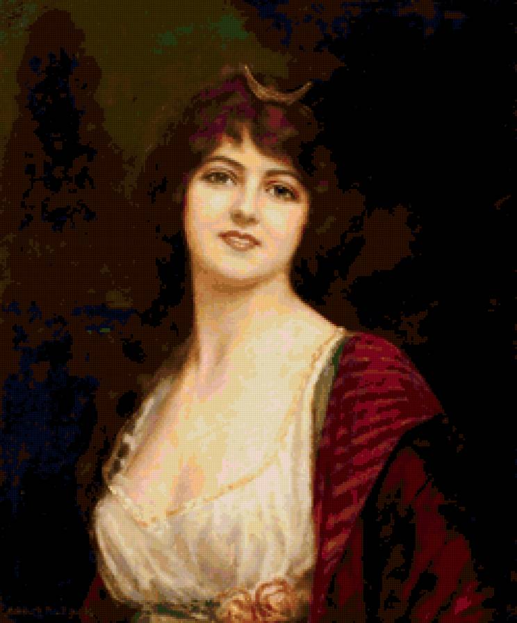 девушка  в красном - живопись, портрет, , искусство, картина - предпросмотр