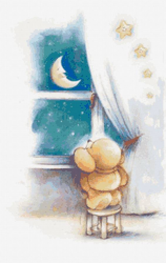 Мечта - небо, ночь, мишка, звезды - предпросмотр