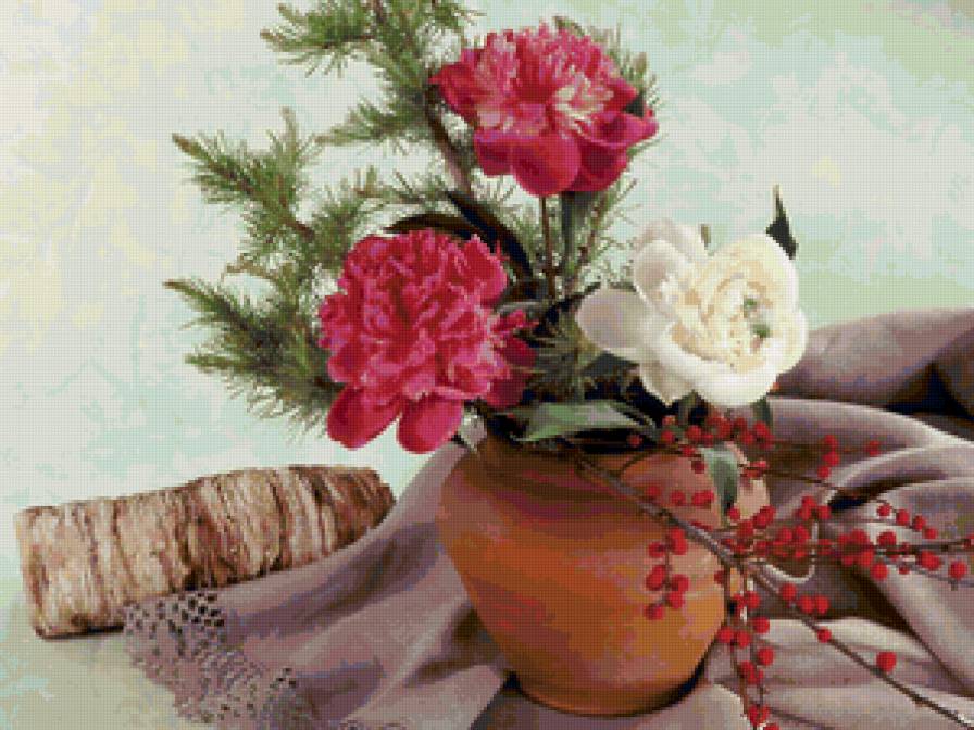 пионы - букет, натюрморт, цветы, пионы - предпросмотр