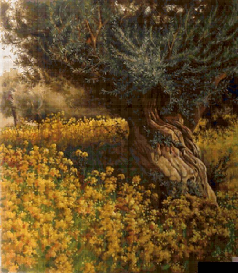 В тени под ивой - одеванчики, цветы, пейзаж, лето, луг - предпросмотр