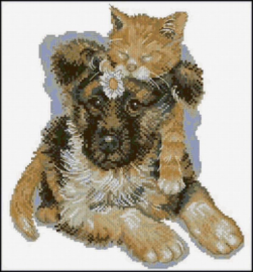 друзья - друзья, котенок, щенок - предпросмотр