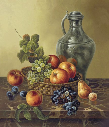 Натюрморт - картина, живопись, натюрморт, кувшин, фрукты - оригинал