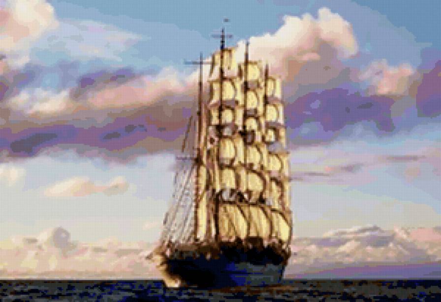 морской пейзаж - парусник, пейзаж, море - предпросмотр