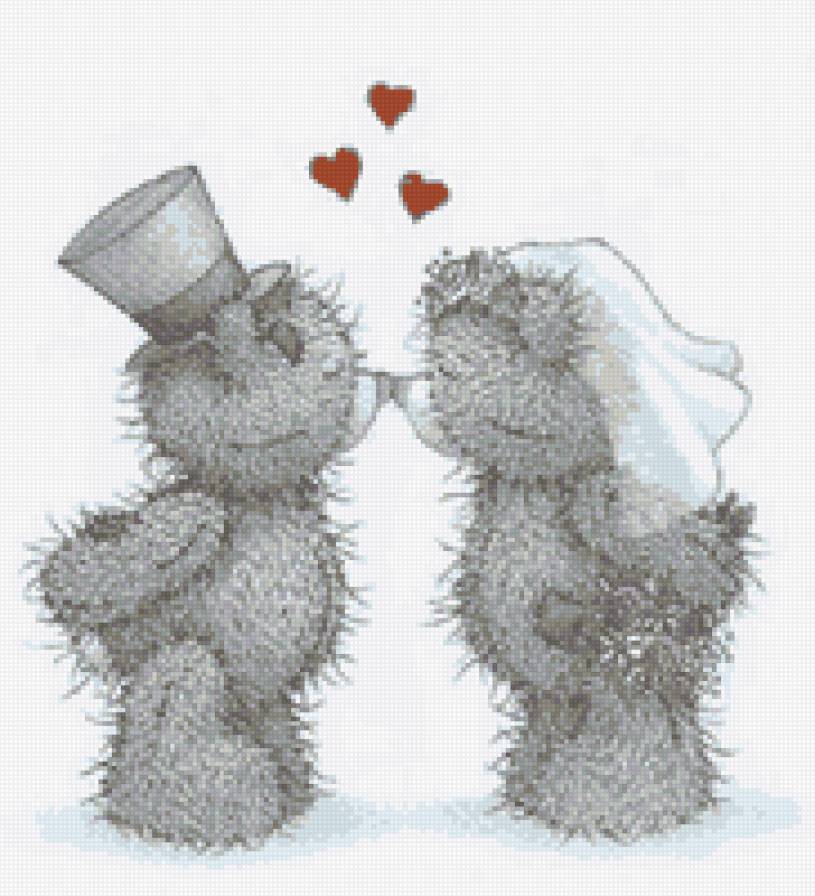 поцелуй - мишки, сердце, тедди - предпросмотр