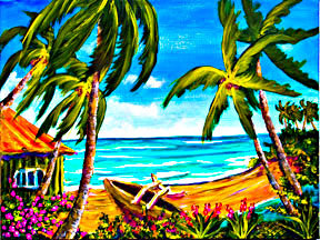 Райский уголок - пейзаж, райский уголок, солнце, море, природа, пальмы - оригинал