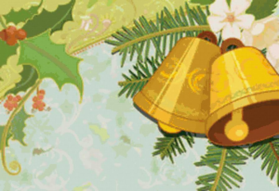 новогодняя открытка - колокольчики, новый год - предпросмотр