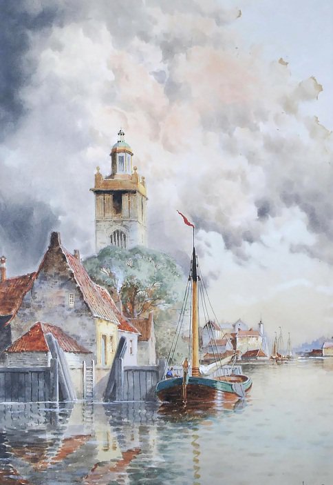 Старый причал - городской пейзаж - оригинал