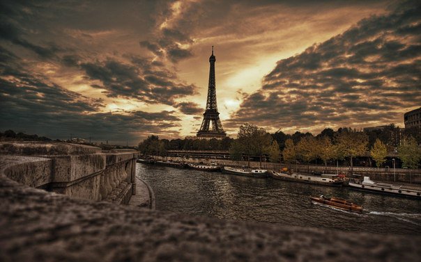 париж - сена, франция, эйфелева башня, река - оригинал