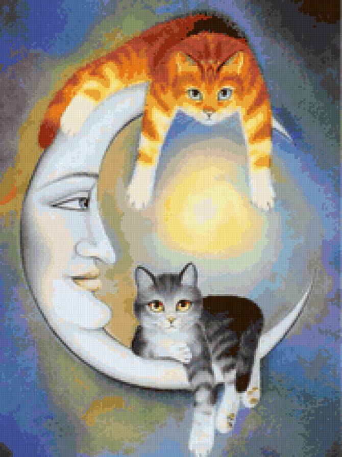 Котики на луне - детское.коты - предпросмотр