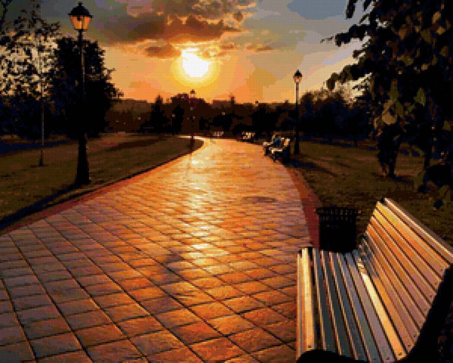 Закат - аллея, закат - предпросмотр