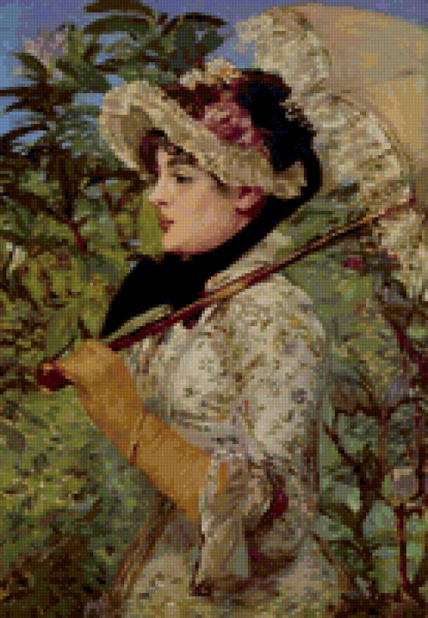 Жанна - портрет, зонтик, женский образ, девушка, живопись - предпросмотр