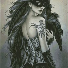 Схема вышивки «Девушка с вороном»