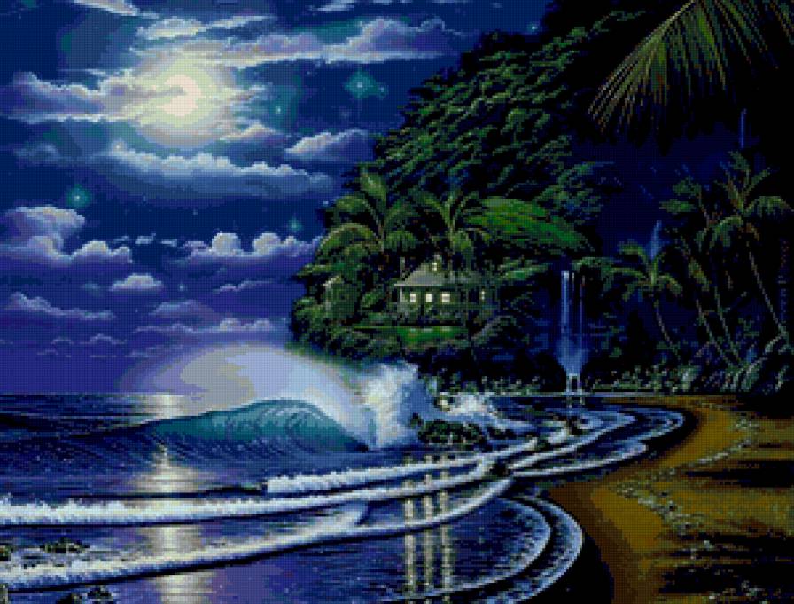 Ночь в тропиках - картина, пейзаж - предпросмотр