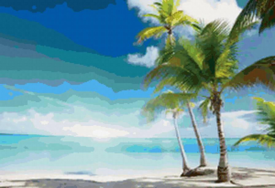 морской пейзаж - пальмы, море - предпросмотр