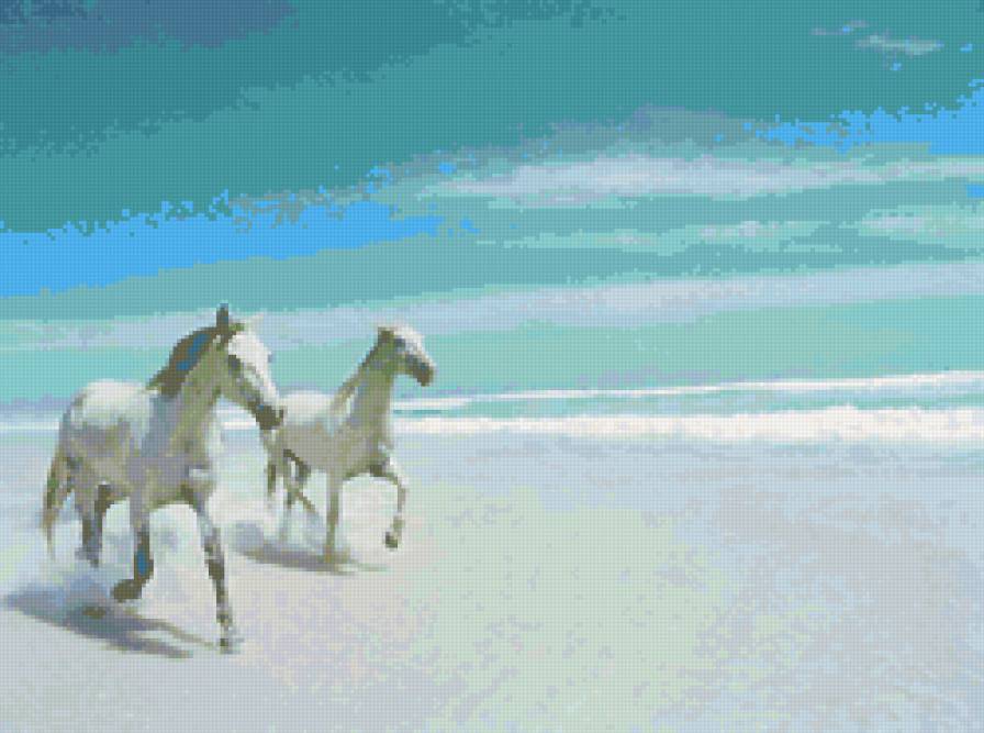 пара - пара, любовь, животные, нежность, кони - предпросмотр